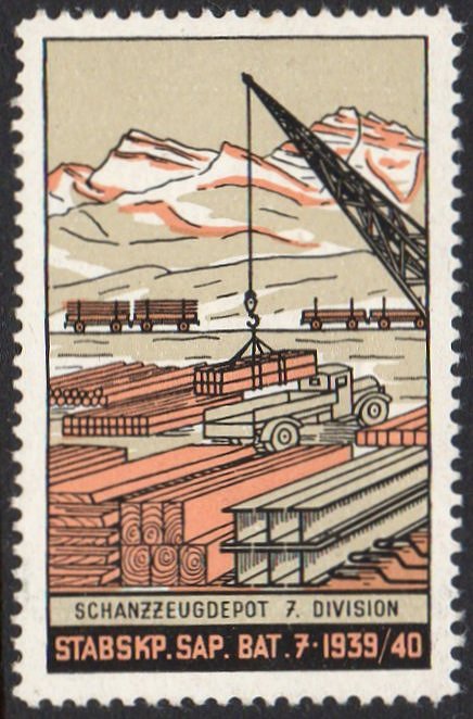 Schweiz Suisse Switzerland Soldatenmarken Eisenbahn Soldier Stamps Railway Sappeure Sap. Bat. 7.